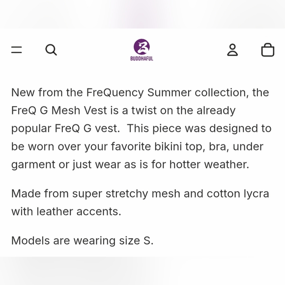 NWOT Buddahful FreQ G Mesh Vest - Picture 8 of 8